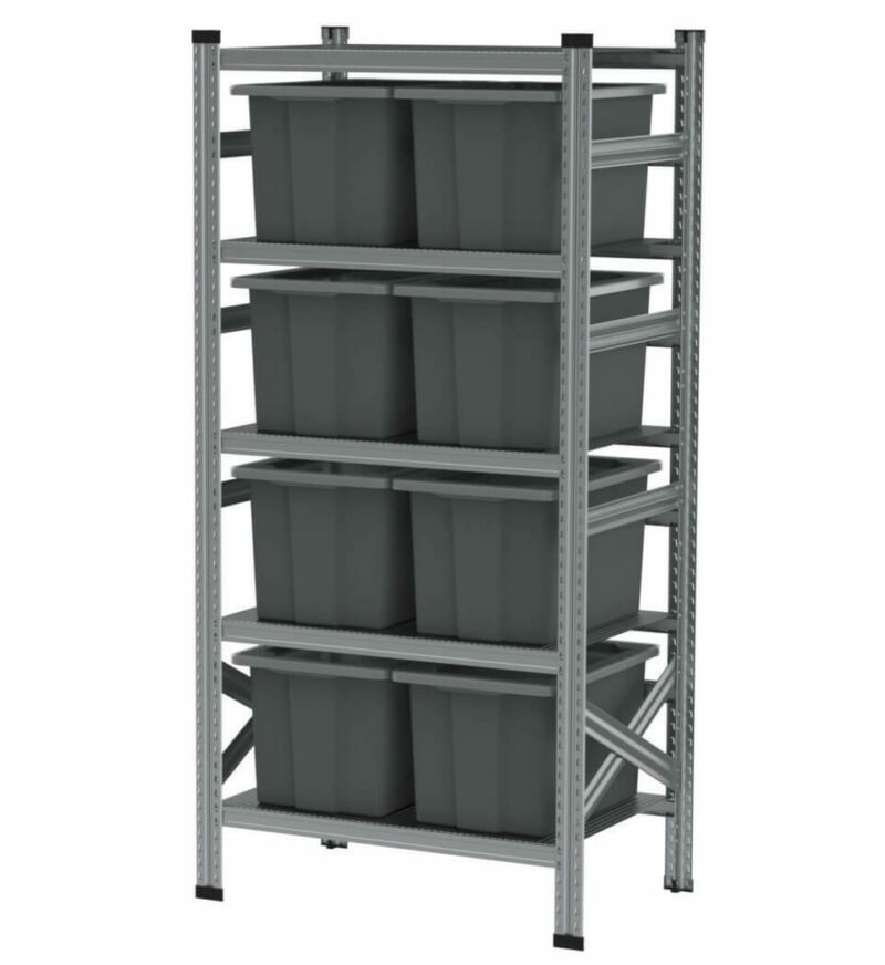 900x600x2000mm racks with 8l gray plastic boxes