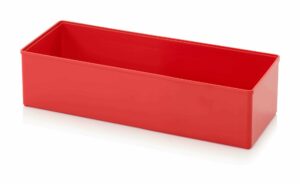 Plastikiniai įdėklai 26x10.4x6.3cm, raudonos RAL3020 spalvos