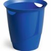 Blue open trash cans for papers