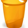 Orange transparent, open trash cans for papers