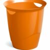 Orangefarbene offene Mülleimer für Papiere