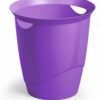 Purple open trash cans for papers