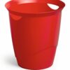 Red open trash cans for papers