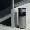 17l trash cans with ashtray, silver color