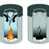 Trash cans with fire-retardant lids