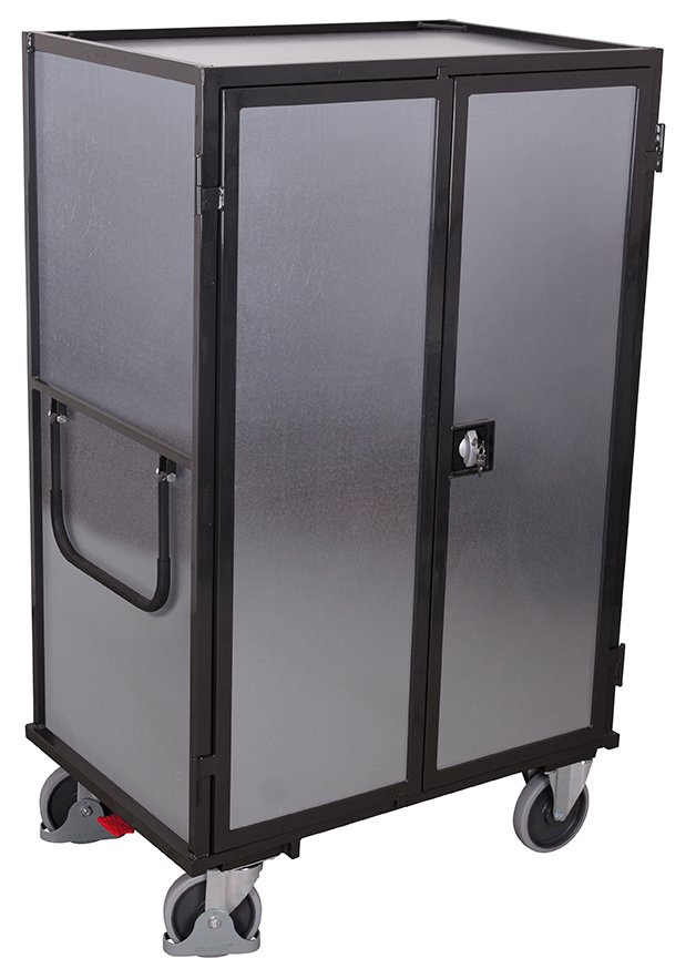 Lockable closed carts with shelves