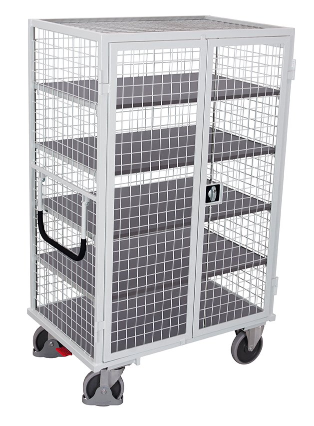 Lockable trolleys with shelves