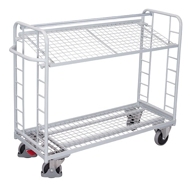 Light gray cart tilting shelf