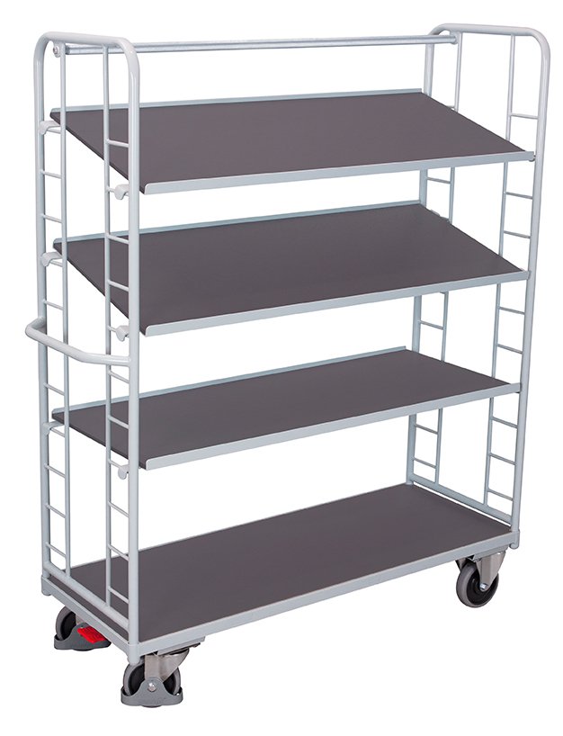 Carts with three tilting shelves