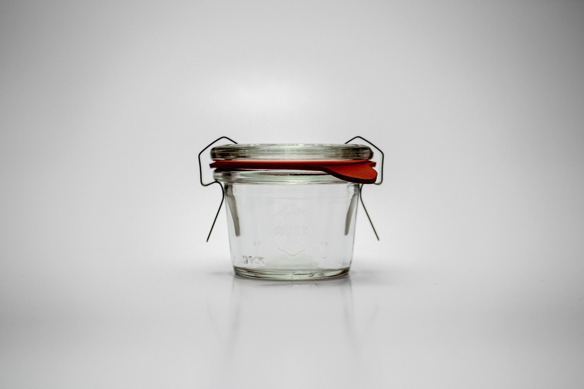 Stiklinis indelis su dangteliu, indelis konservavimui, WECK stiklainis