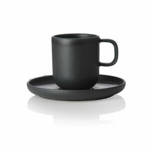 Akmens masės rankų darbo Espresso puodelis su lėkštele