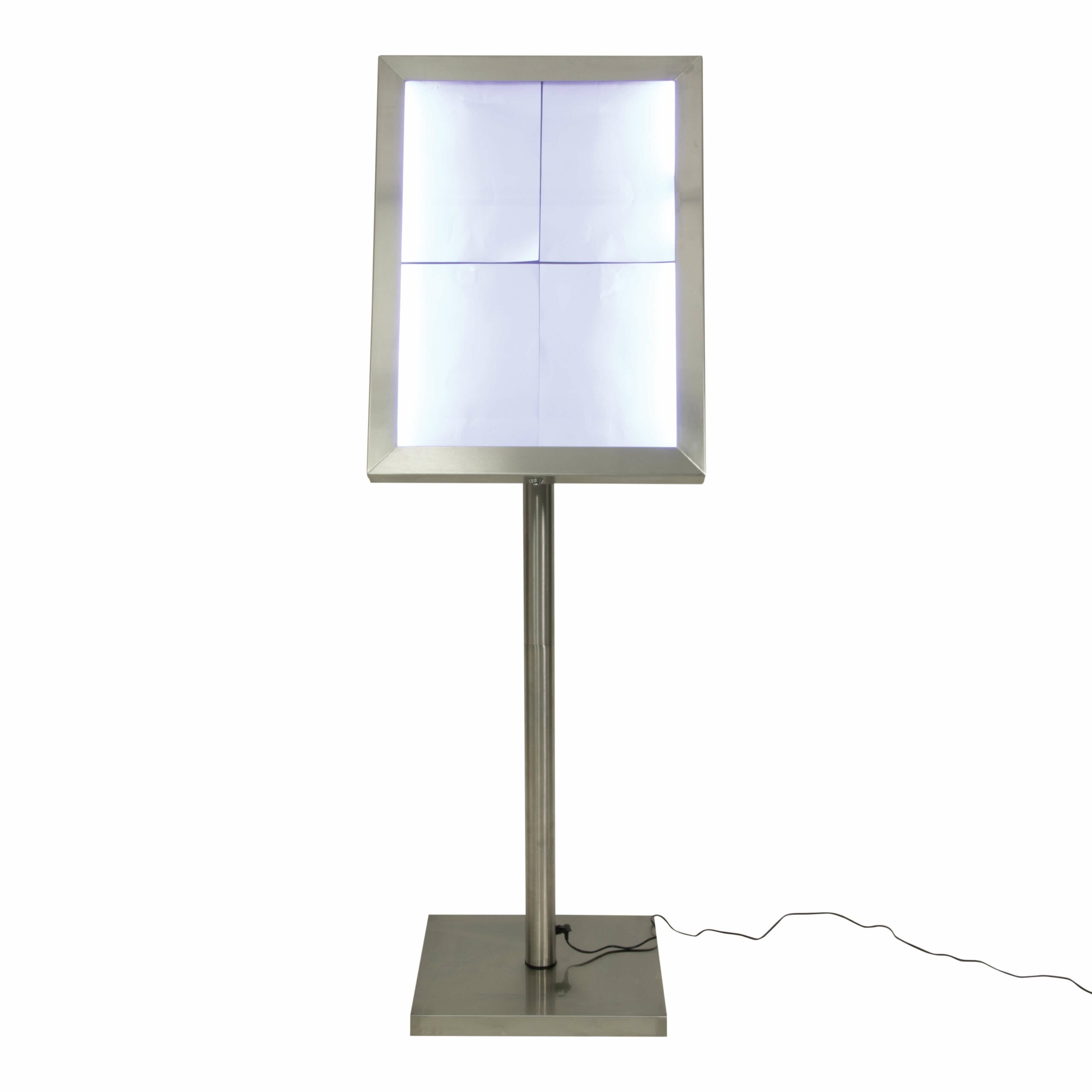Nerūdijančio plieno meniu stovas su LED apšvietimu MCS-4A4-WLSS-SET