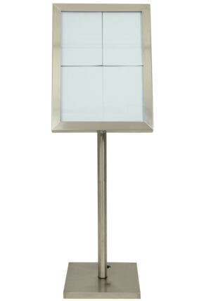 Stainless steel menu stand with LED lighting MCS-4A4-WLSS-SET