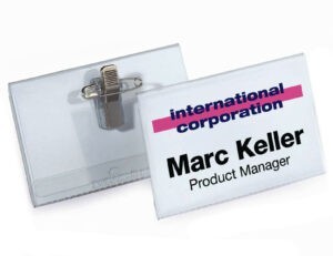 50 holders for 75x40mm name cards with clip and pin 815719