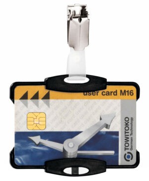 Open ID card holder with clip