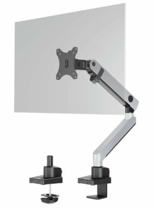 Monitor holder SELECT PLUS 509623 is attached to the table top