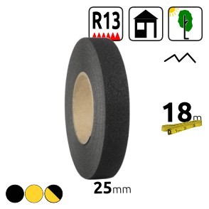25mm wide, soft, aluminum-based tape that adapts to uneven surfaces to reduce slippage