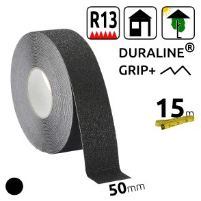Duraline GRIP+ 50mm wide, extra-rough, aluminum-based adhesive tape to reduce slippage on uneven surfaces
