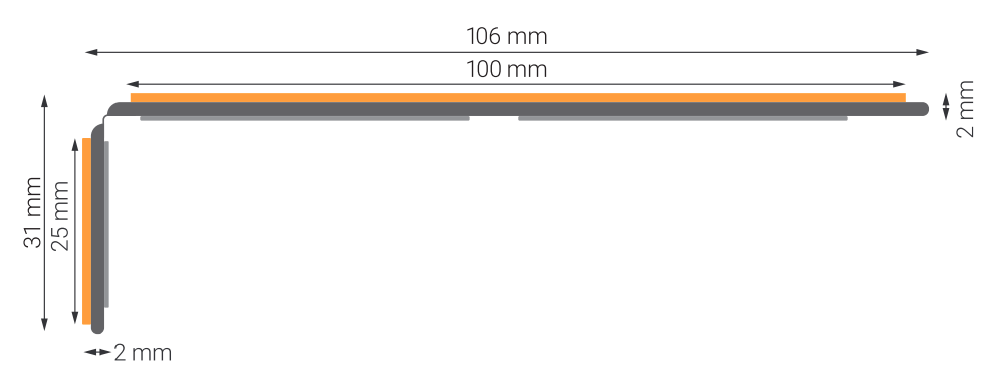 10,6cm neslidus aliuminio profilis laiptams