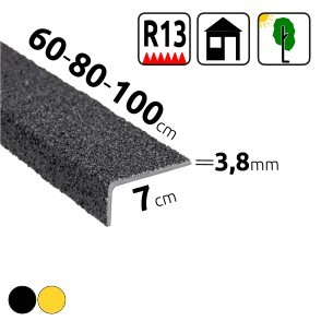 Non-slip 7cm fiberglass profiles for stairs