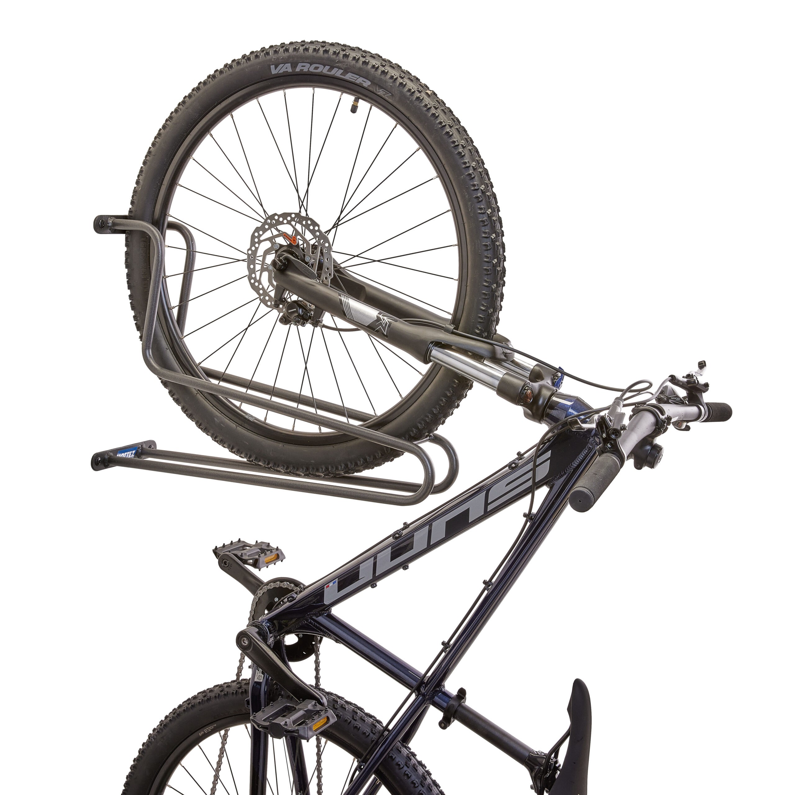 A fixed vertical bicycle holder for fixing a bicycle tire M091S is attached to the wall